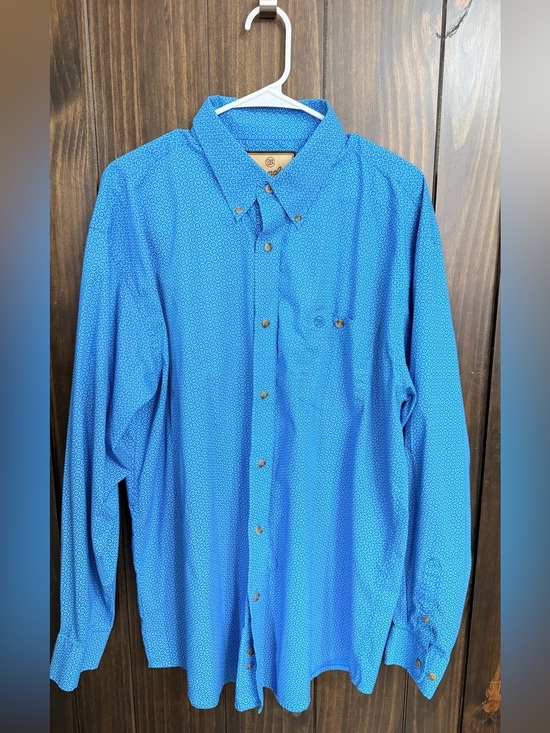 Wrangler Other - Wrangler Blue Patterned Button-Down Western Shirt-Size:XL